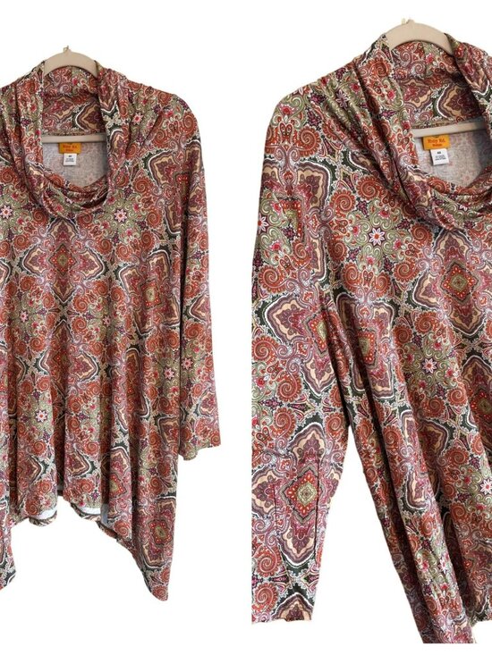 NWT Ruby Rd Womens 4X Cowl Neck Blouse Pink Stretchy Lightweight Top 25x28 Retro - Picture 1 of 7